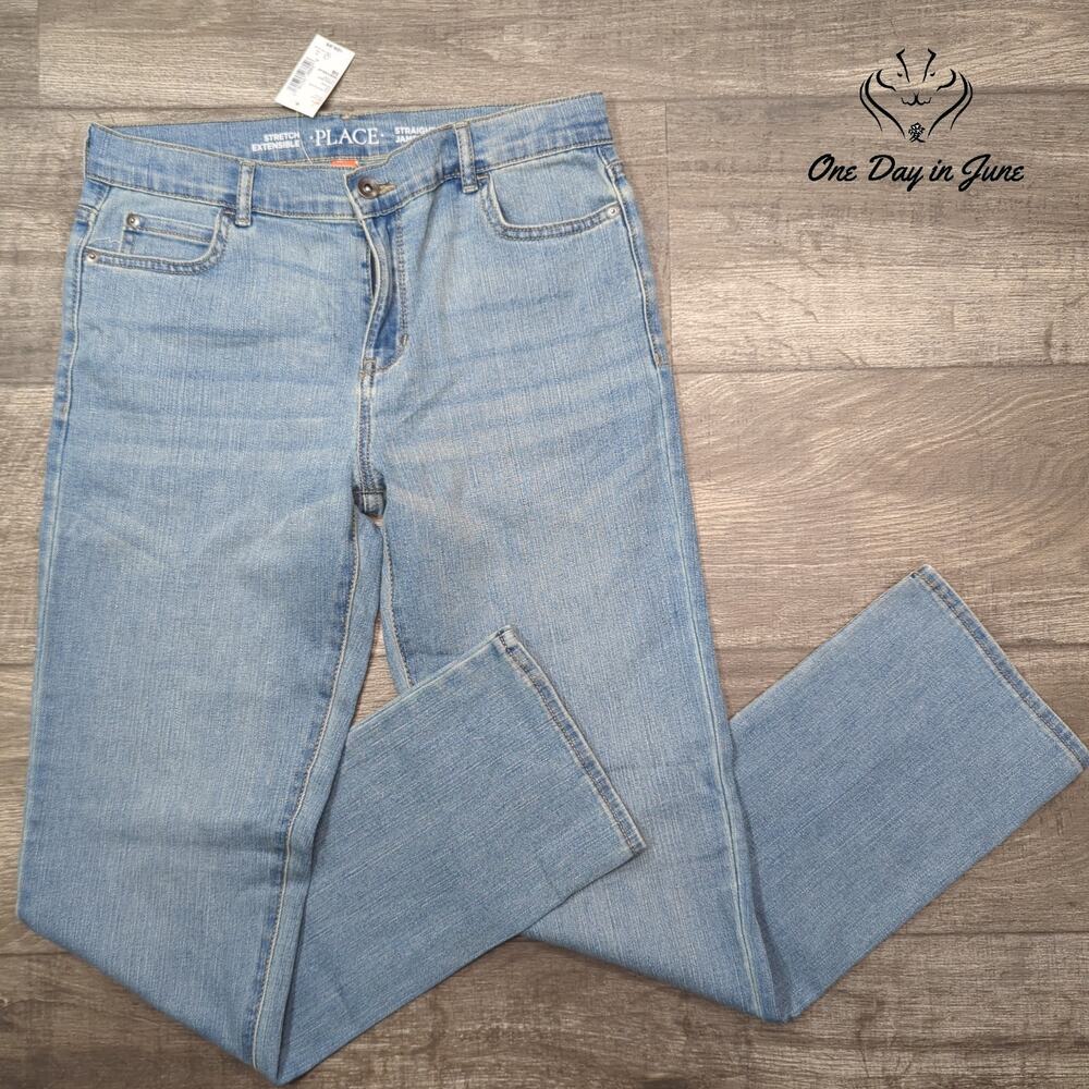 Childrens Place Boys Stretch Straight Leg Jeans Light Wash NWT Size 16